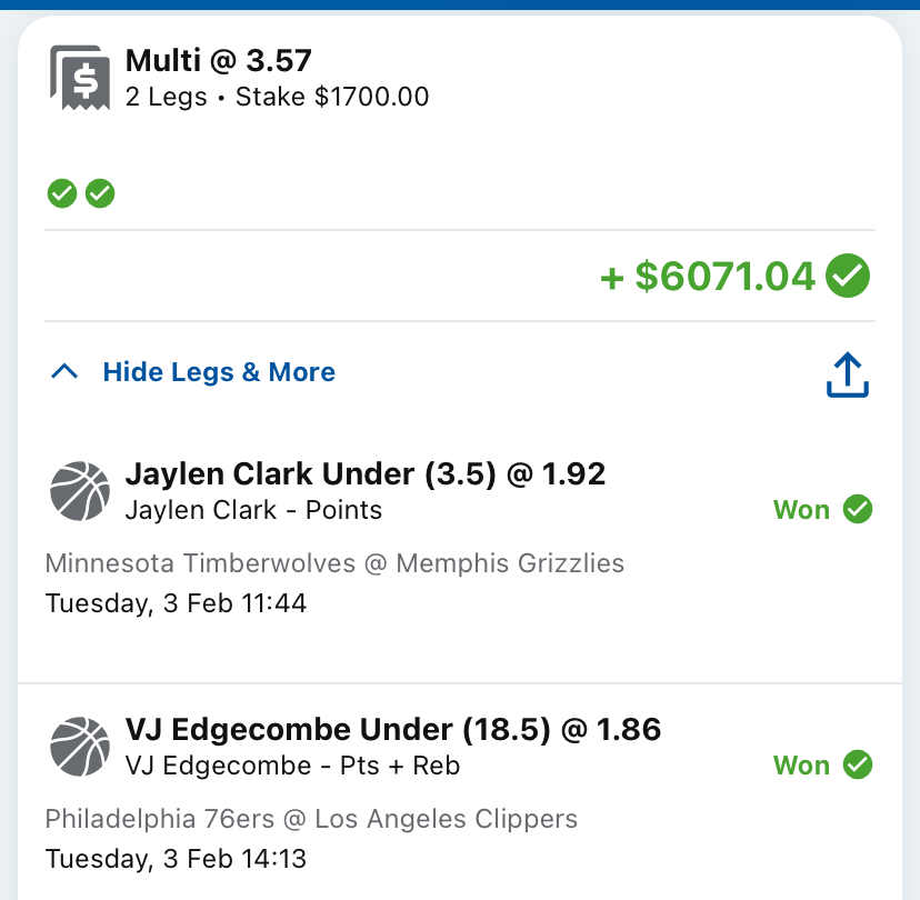 Winning betslip
