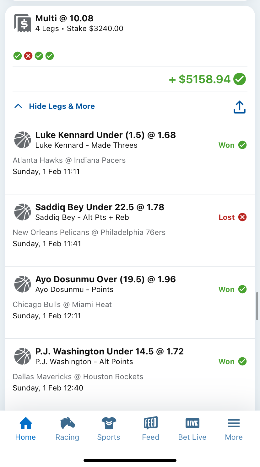 Winning betslip